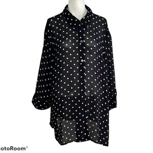 Naomi black polka dots 3/4 sleeve button blouse